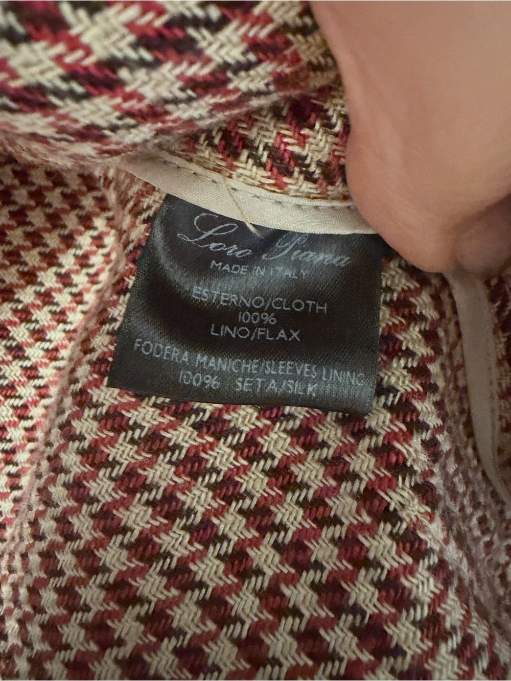 Loro Piana Pink and Tan Houndstooth Blazer Jacket - Picture 6 of 6